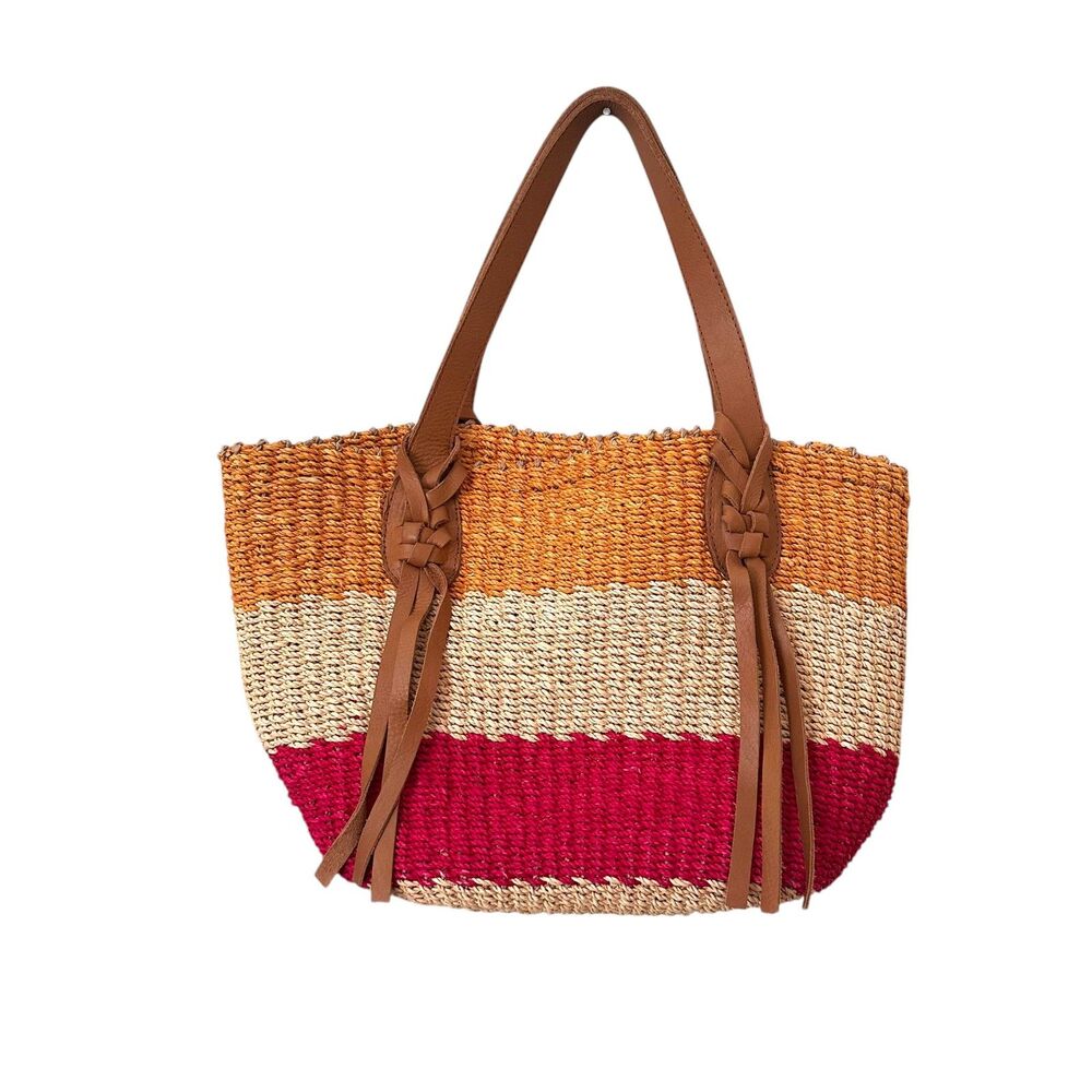 LUSANA‎ Straw Braided Strap Tote Bag NWOT